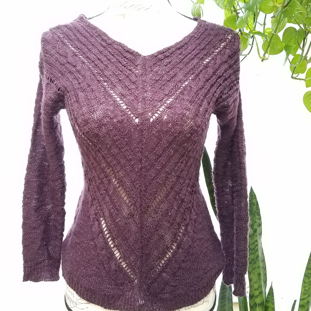 Purple Knit Sweater Juniors Teen Top